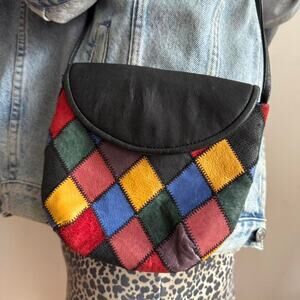 Multicoloured patchwork leather crossbody bag